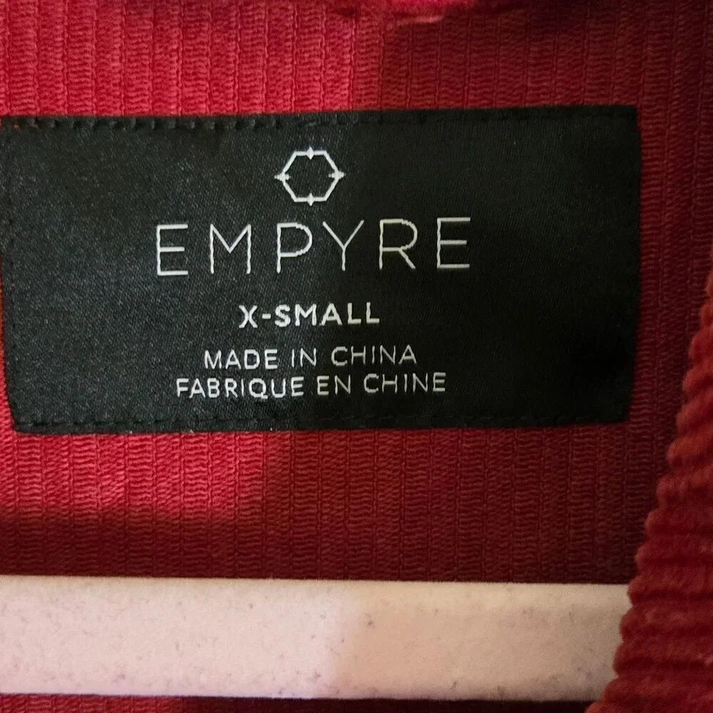 Empyre Aria Wine Corduroy Shirt Jacket Shacket Size XS